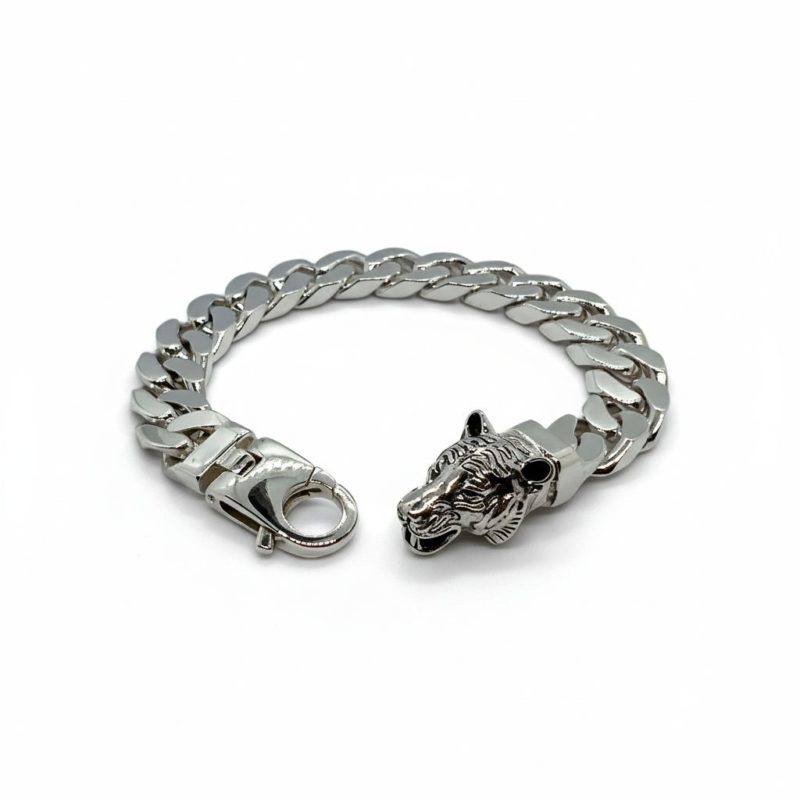 Grumetta Bracelet in Silver with Tiger Head Closure