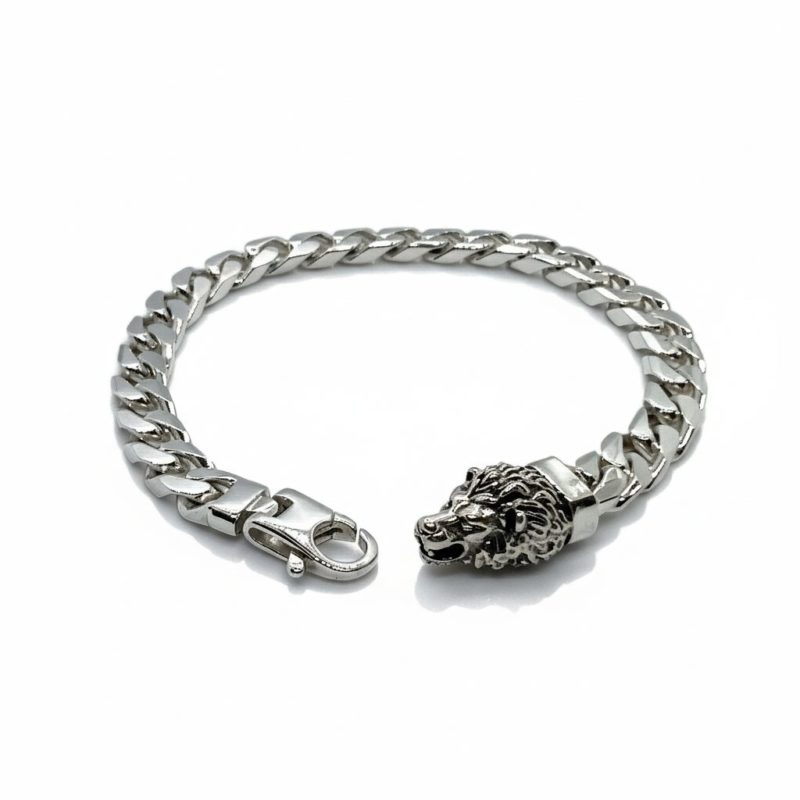 Small Grumetta Bracelet in Silver with Lion Head Closure Small Size