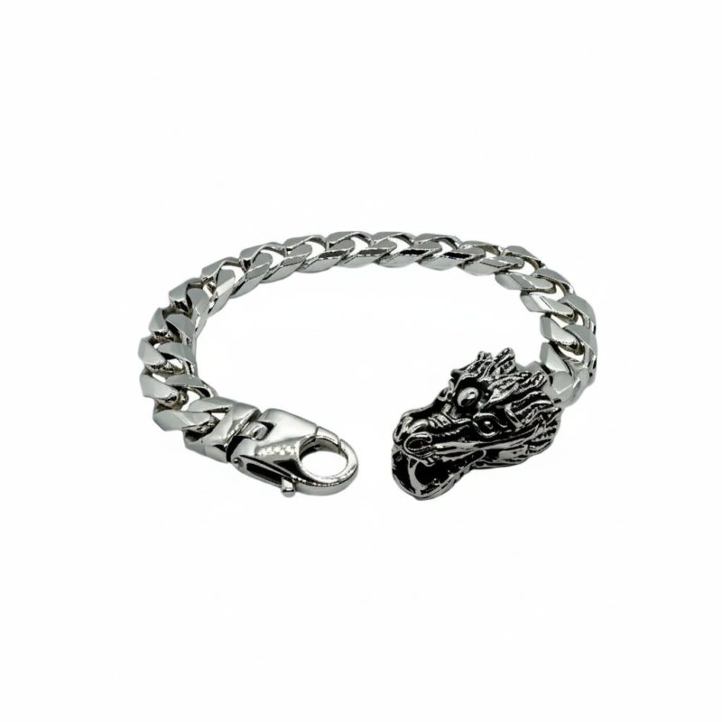 Grumetta Bracelet in Silver with Dragon Head Closure