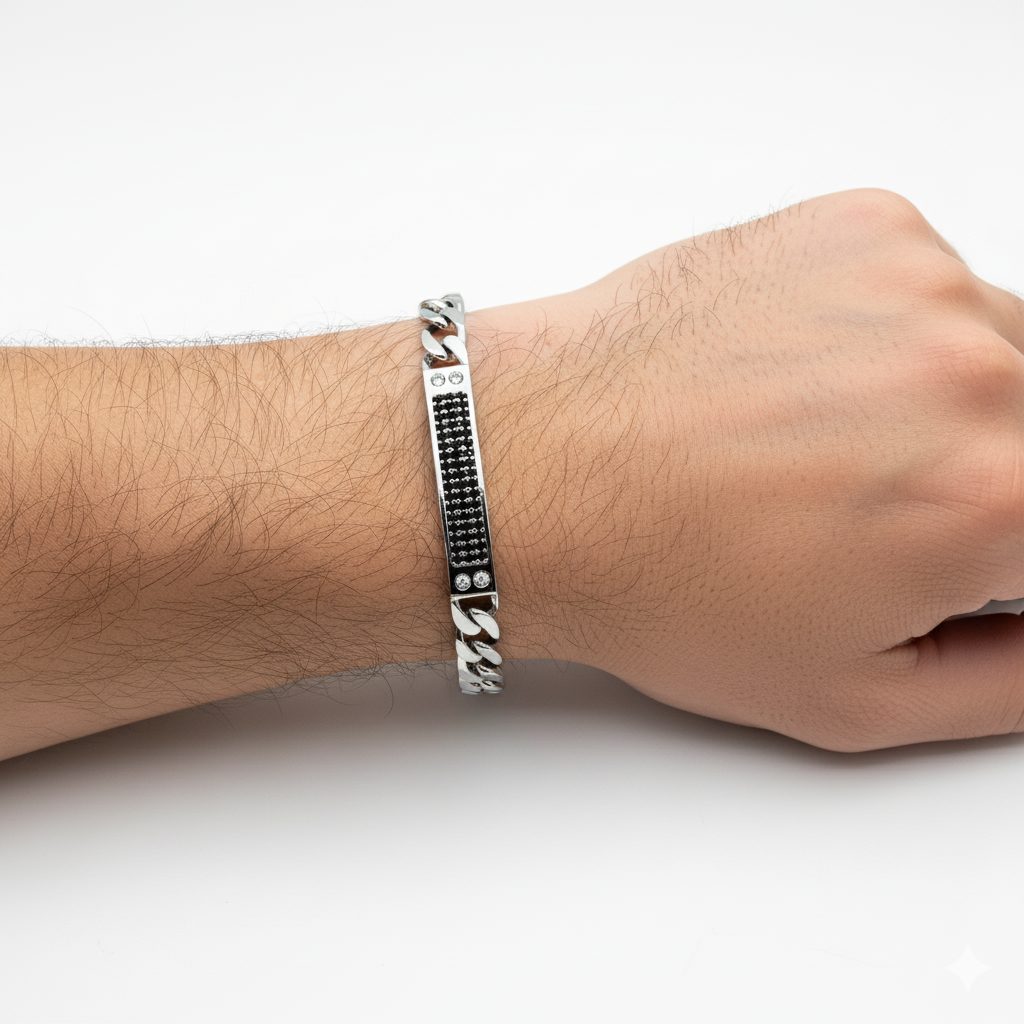 Bracciale con Targa e Zirconi Neri - immagine 3