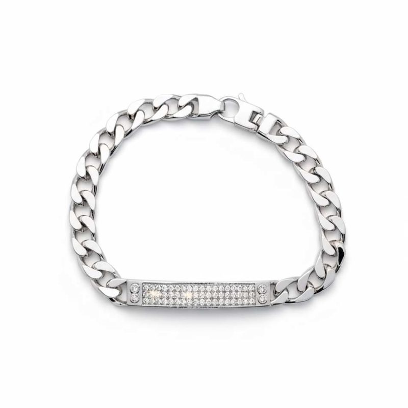 Bracelet with Plate and White Zircons