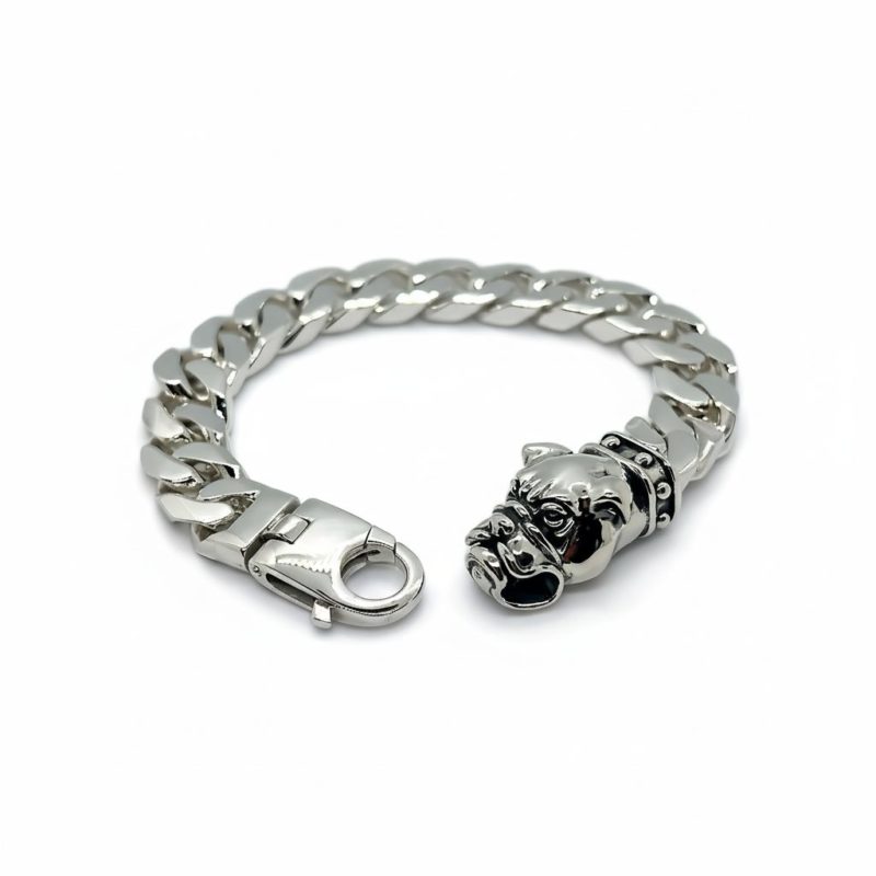 Grumetta Bracelet in Silver with Bulldog Head Closure