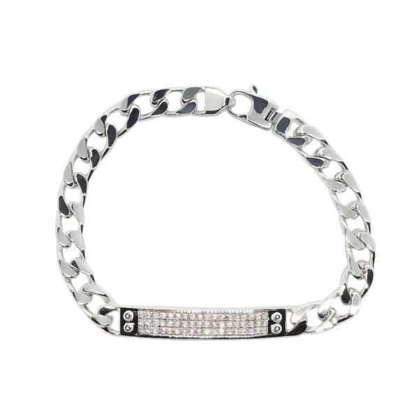 Bracelet with Plate and White Zircons