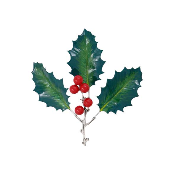 Enamelled Silver Holly