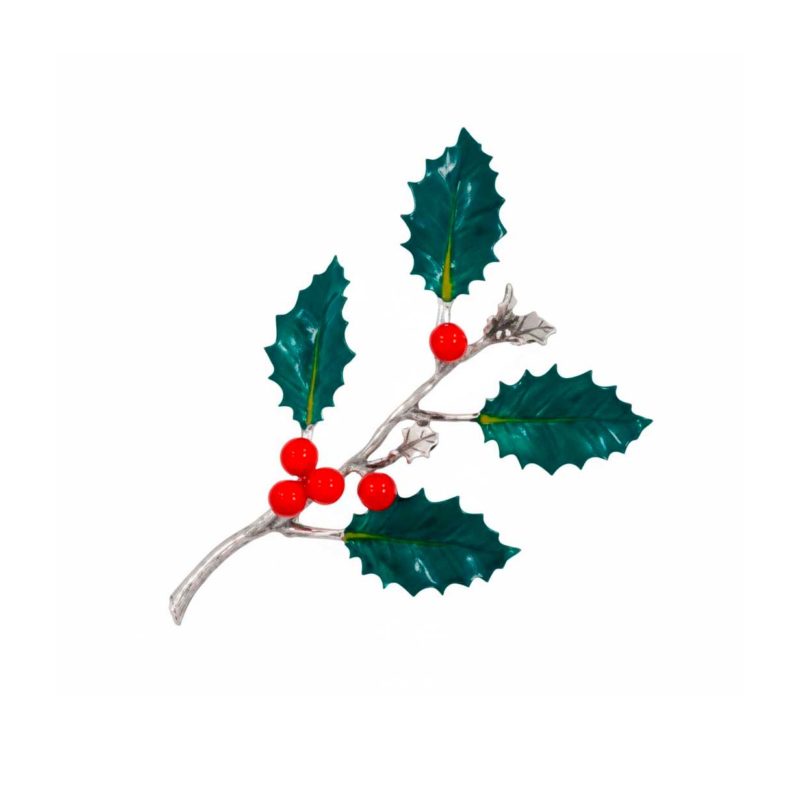 Enamelled Silver Holly
