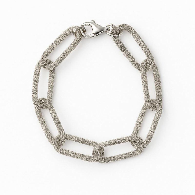 Mesh Bracelet Rhodium Plated